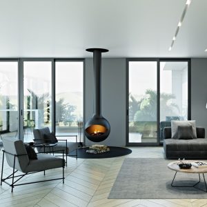 ZEN Ochio Suspended Wood Fireplace Hanging Haus Collective Brisbane Gold Coast Sunshine Coast Northern Rivers1