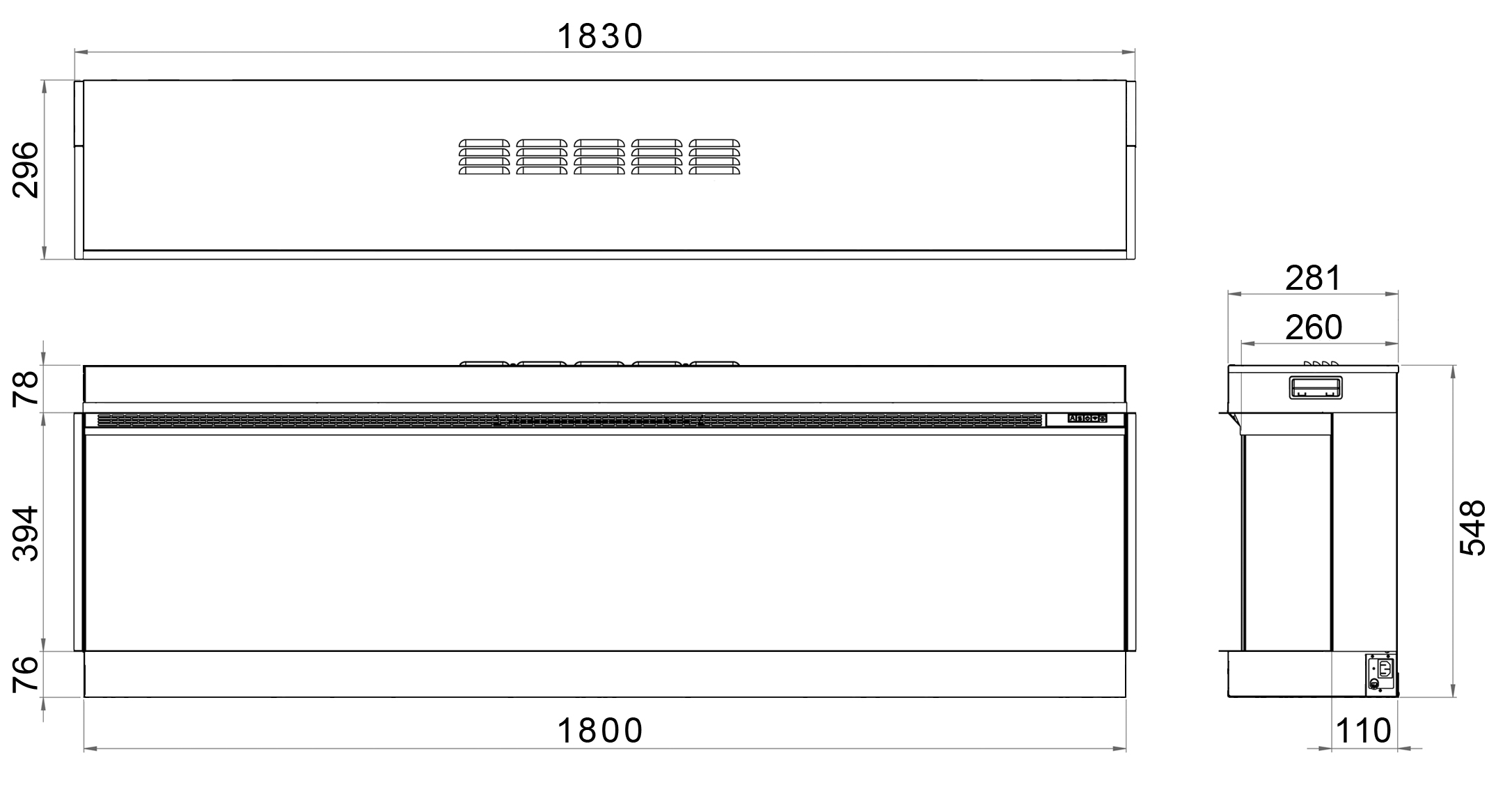 RINNAI ES ELECTRIC FIREPLACE TECHNICAL DETAILS