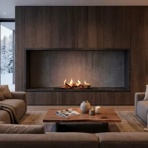 Log Fireplace Built In