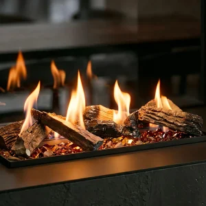 Log Fireplace Close Up