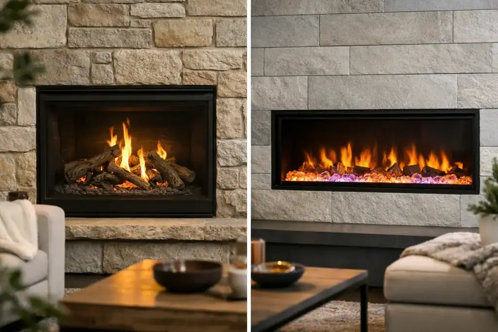 Gas Fireplace vs Electric Fireplace