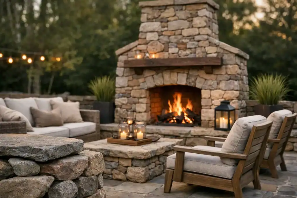 How to Style Outdoor Fireplaces with Stone